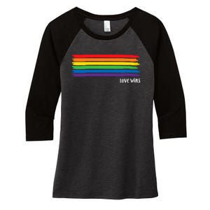 Pride Month Love Wins Rainbow Women's Tri-Blend 3/4-Sleeve Raglan Shirt