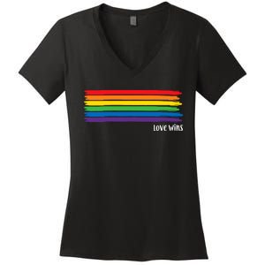 Pride Month Love Wins Rainbow Women's V-Neck T-Shirt