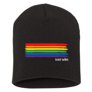 Pride Month Love Wins Rainbow Short Acrylic Beanie