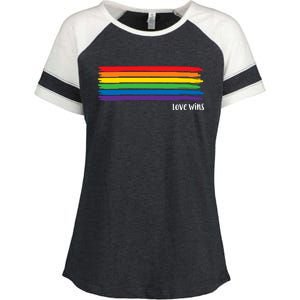 Pride Month Love Wins Rainbow Enza Ladies Jersey Colorblock Tee