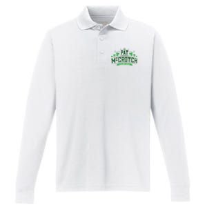 Pat Mccrotch Luck Of The Irish Funny St Patricks Day Performance Long Sleeve Polo