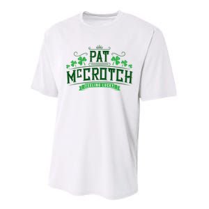 Pat Mccrotch Luck Of The Irish Funny St Patricks Day Performance Sprint T-Shirt