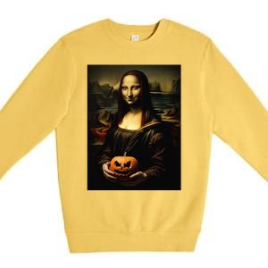 Pumpkin Mona Lisa A Pumpkin On Classic Art Premium Crewneck Sweatshirt