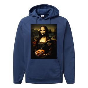 Pumpkin Mona Lisa A Pumpkin On Classic Art Performance Fleece Hoodie