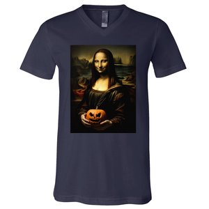 Pumpkin Mona Lisa A Pumpkin On Classic Art V-Neck T-Shirt