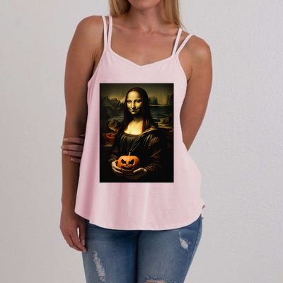 Pumpkin Mona Lisa A Pumpkin On Classic Art Women's Strappy Tank