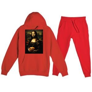 Pumpkin Mona Lisa A Pumpkin On Classic Art Premium Hooded Sweatsuit Set