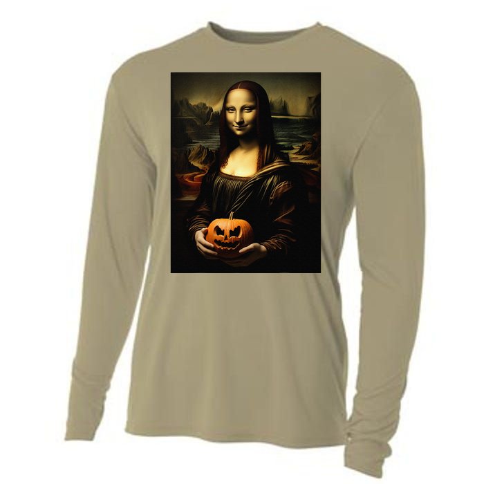 Pumpkin Mona Lisa A Pumpkin On Classic Art Cooling Performance Long Sleeve Crew