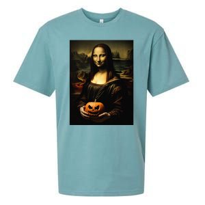 Pumpkin Mona Lisa A Pumpkin On Classic Art Sueded Cloud Jersey T-Shirt