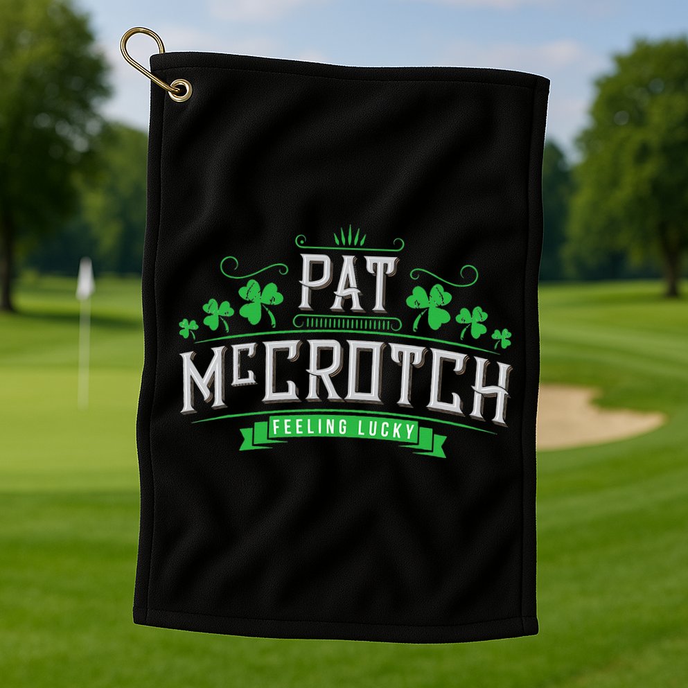 Pat McCrotch Luck of the Irish Funny St Patricks Day Golf Towel
