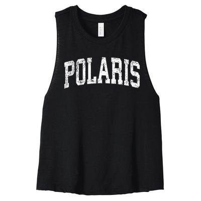 Polaris Montana Mt Vintage Athletic Sports Design Women's Racerback Cropped Tank