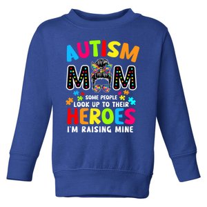 Puzzle Mommy Mama Autism Mom Raising Heroes Messy Bun Cute Gift Toddler Sweatshirt