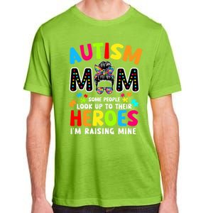 Puzzle Mommy Mama Autism Mom Raising Heroes Messy Bun Gift Adult ChromaSoft Performance T-Shirt