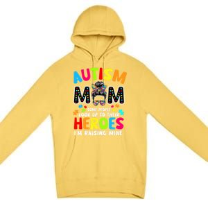 Puzzle Mommy Mama Autism Mom Raising Heroes Messy Bun Gift Premium Pullover Hoodie