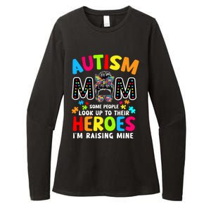 Puzzle Mommy Mama Autism Mom Raising Heroes Messy Bun Gift Womens CVC Long Sleeve Shirt