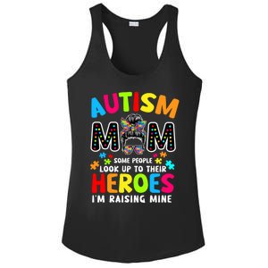 Puzzle Mommy Mama Autism Mom Raising Heroes Messy Bun Gift Ladies PosiCharge Competitor Racerback Tank