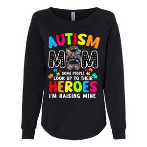 Puzzle Mommy Mama Autism Mom Raising Heroes Messy Bun Gift Womens California Wash Sweatshirt