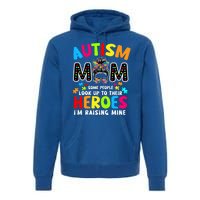 Puzzle Mommy Mama Autism Mom Raising Heroes Messy Bun Gift Premium Hoodie