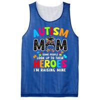 Puzzle Mommy Mama Autism Mom Raising Heroes Messy Bun Gift Mesh Reversible Basketball Jersey Tank