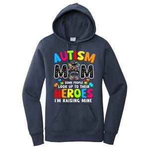 Puzzle Mommy Mama Autism Mom Raising Heroes Messy Bun Gift Women's Pullover Hoodie