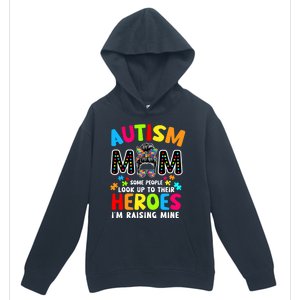 Puzzle Mommy Mama Autism Mom Raising Heroes Messy Bun Gift Urban Pullover Hoodie