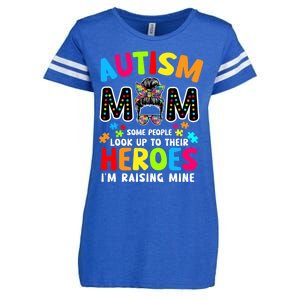 Puzzle Mommy Mama Autism Mom Raising Heroes Messy Bun Gift Enza Ladies Jersey Football T-Shirt