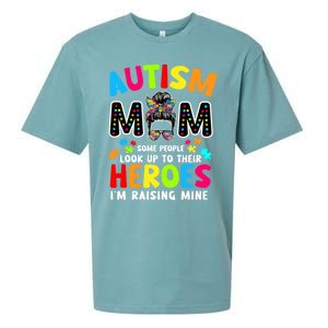 Puzzle Mommy Mama Autism Mom Raising Heroes Messy Bun Gift Sueded Cloud Jersey T-Shirt