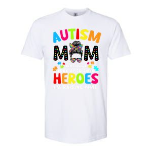 Puzzle Mommy Mama Autism Mom Raising Heroes Messy Bun Gift Softstyle CVC T-Shirt