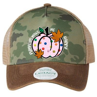 Pumpkins Make Me Happy Cute Fall Autumn Legacy Tie Dye Trucker Hat