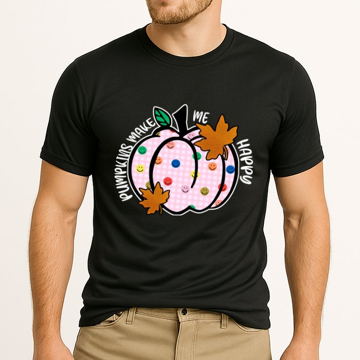 Pumpkins Make Me Happy Cute Fall Autumn Cooling Performance Crew T-Shirt