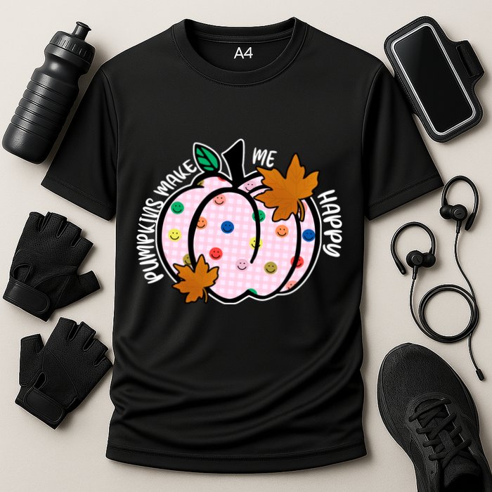 Pumpkins Make Me Happy Cute Fall Autumn Cooling Performance Crew T-Shirt