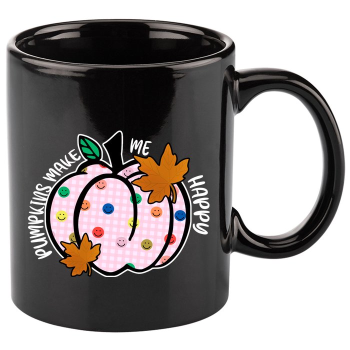 Pumpkins Make Me Happy Cute Fall Autumn 11oz C Handle Ceramic Mug