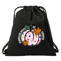 Pumpkins Make Me Happy Cute Fall Autumn Drawstring Bag