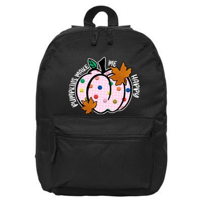 Pumpkins Make Me Happy Cute Fall Autumn 16 in Basic Backpack