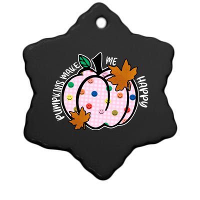 Pumpkins Make Me Happy Cute Fall Autumn Ceramic Star Ornament