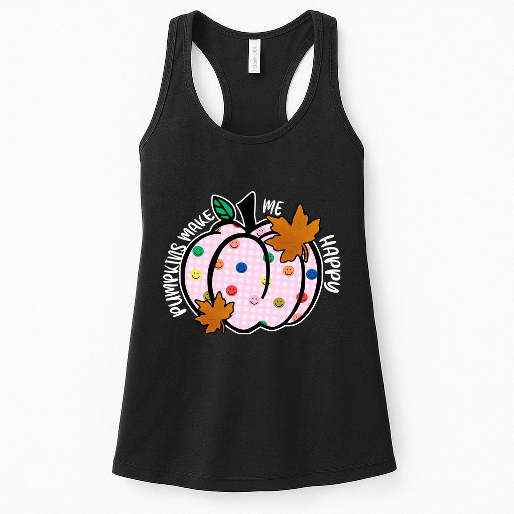 Pumpkins Make Me Happy Cute Fall Autumn Womens Tank Top