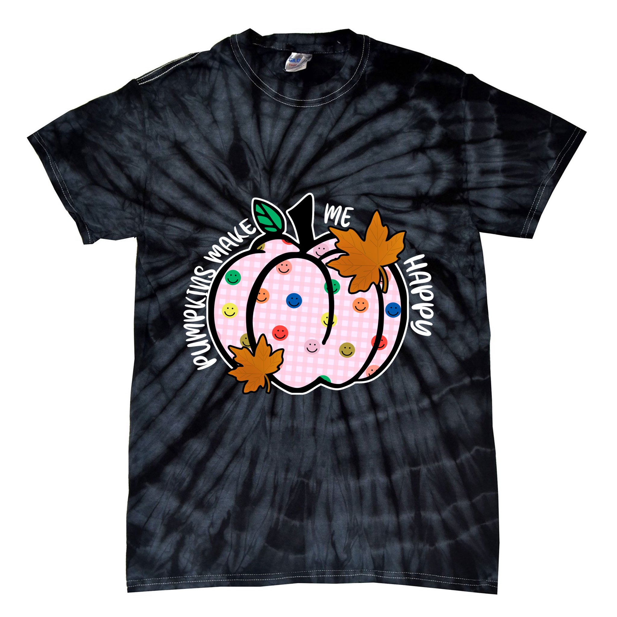 Pumpkins Make Me Happy Cute Fall Autumn Tie-Dye T-Shirt