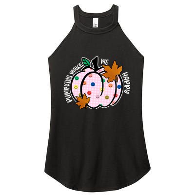 Pumpkins Make Me Happy Cute Fall Autumn Women's Perfect Tri Rocker Tank