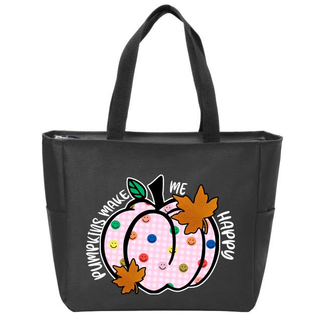 Pumpkins Make Me Happy Cute Fall Autumn Zip Tote Bag