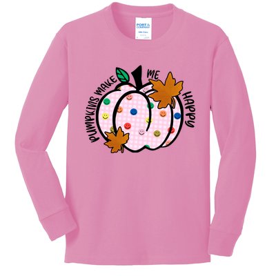 Pumpkins Make Me Happy Cute Fall Autumn Kids Long Sleeve Shirt