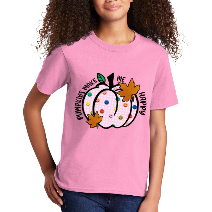 Pumpkins Make Me Happy Cute Fall Autumn Kids T-Shirt