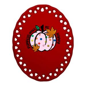 Pumpkins Make Me Happy Cute Fall Autumn Ceramic Oval Ornament