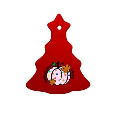 Pumpkins Make Me Happy Cute Fall Autumn Ceramic Tree Ornament