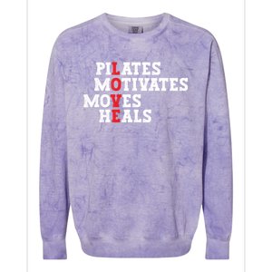 Pilates Motivates Moves Heals Love Exercise Workout Fitness Cool Gift Colorblast Crewneck Sweatshirt