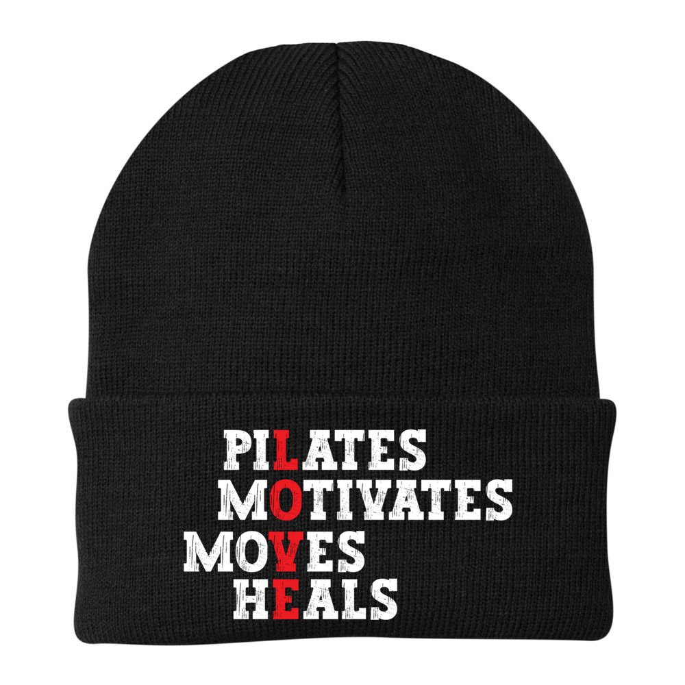 Pilates Motivates Moves Heals Love Exercise Workout Fitness Cool Gift Beanie