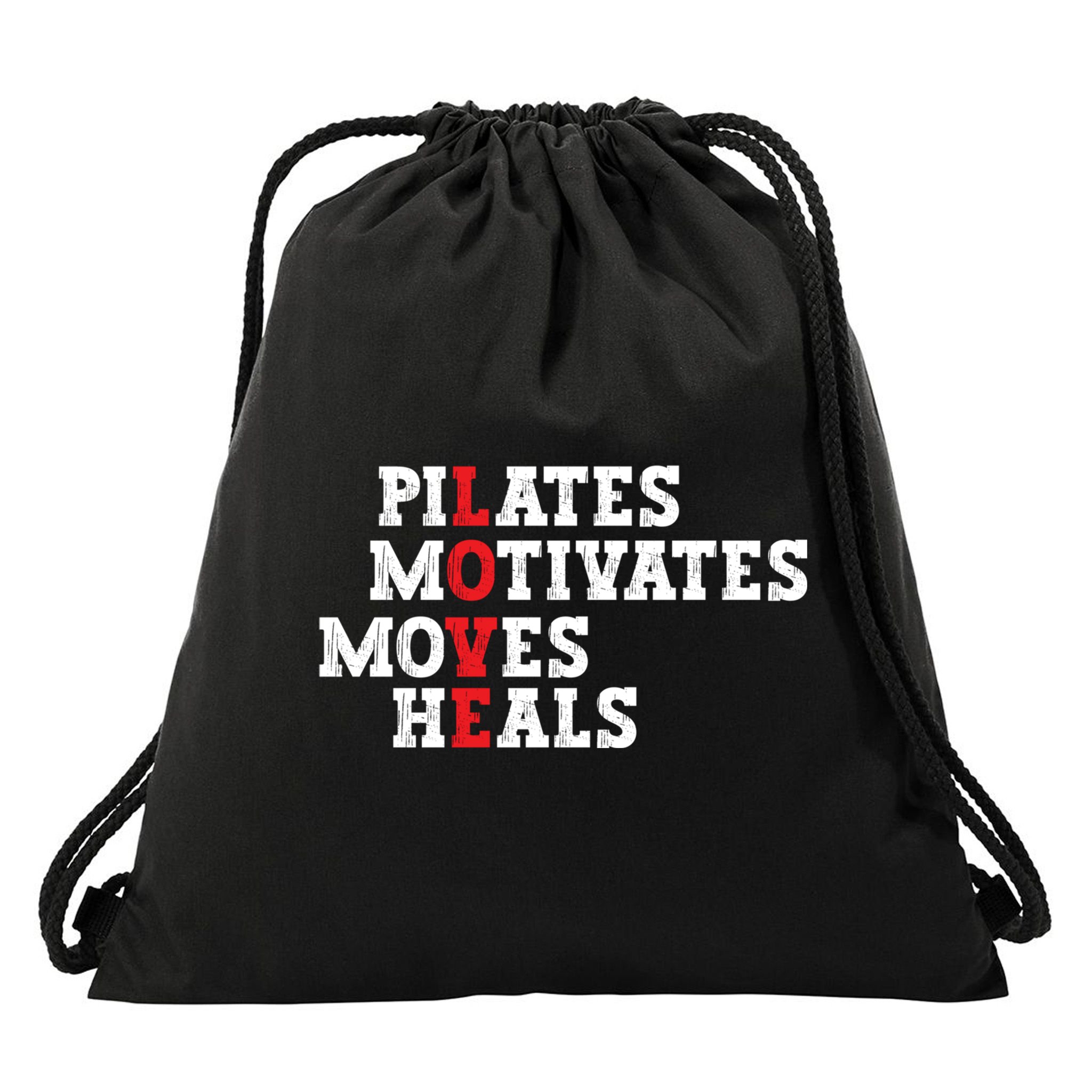 Pilates Motivates Moves Heals Love Exercise Workout Fitness Cool Gift Drawstring Bag