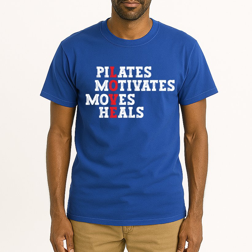 Pilates Motivates Moves Heals Love Exercise Workout Fitness Cool Gift Tall T-Shirt