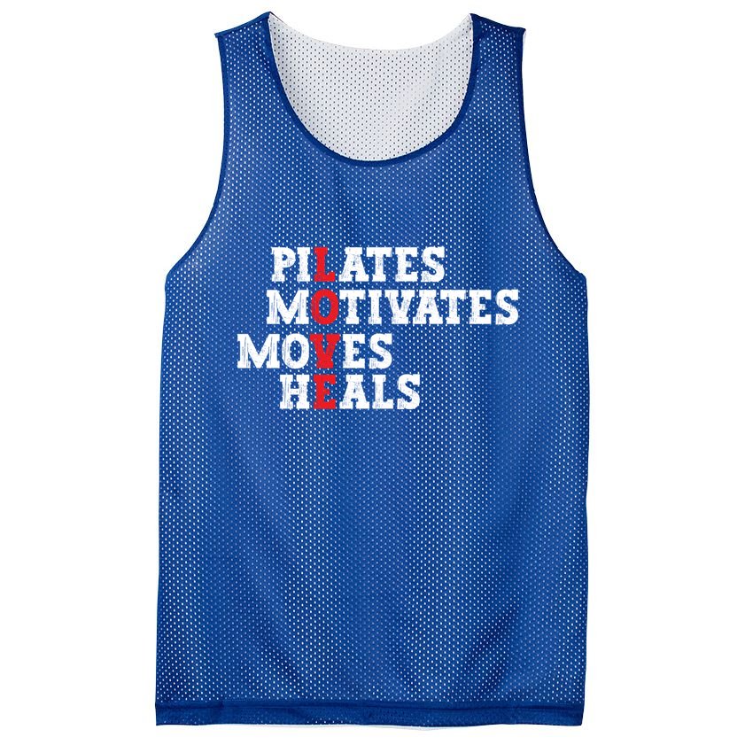 Pilates Motivates Moves Heals Love Exercise Workout Fitness Cool Gift Mesh Reversible Basketball Jersey Tank