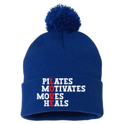 Pilates Motivates Moves Heals Love Exercise Workout Fitness Cool Gift Pom Pom 12in Knit Beanie
