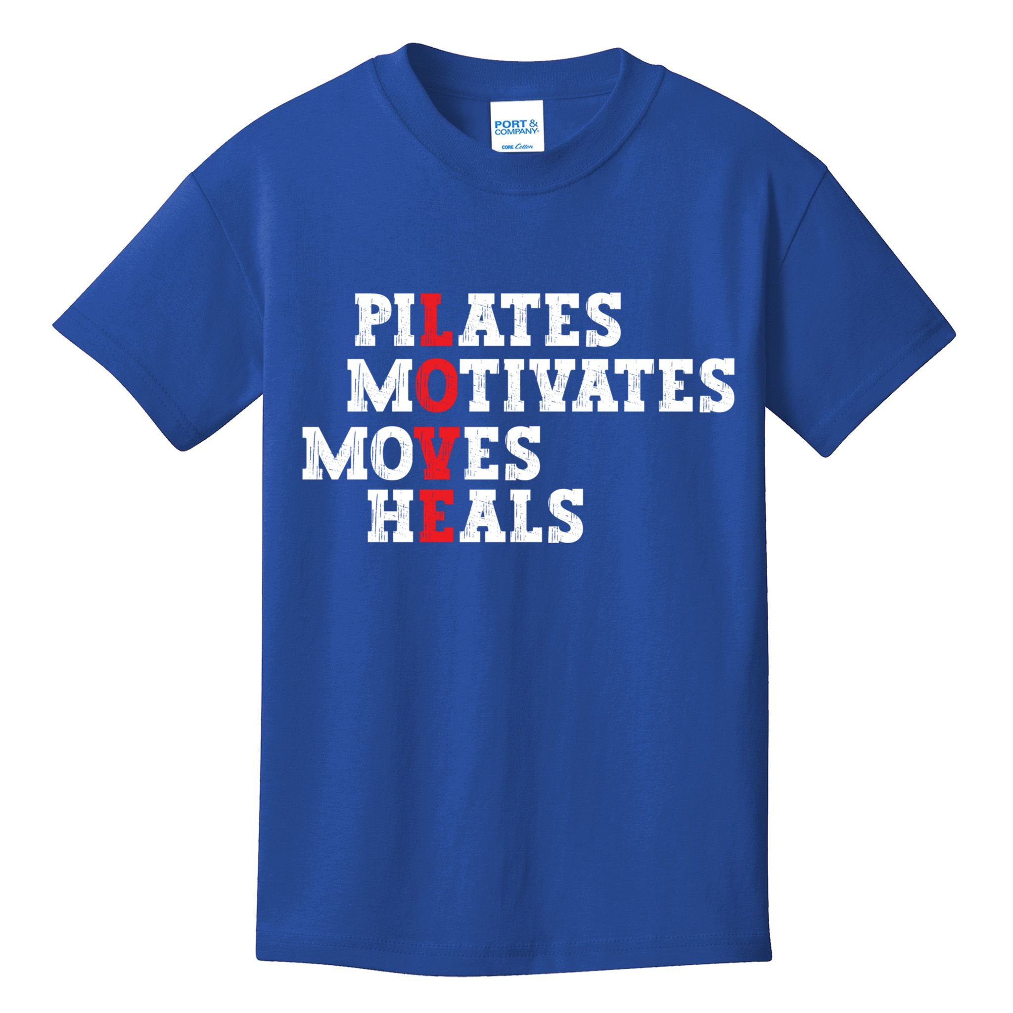 Pilates Motivates Moves Heals Love Exercise Workout Fitness Cool Gift Kids T-Shirt
